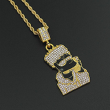 5Ct Round Cut Diamond Cartoon Character Hip Hop Pendant 14K Yellow Gold Finish