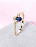 1ct Pear Blue Sapphire Wedding Band V Shaped Petite Curved 14k Yellow Gold Over