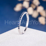 0.2ct Round Cut Simulated Sapphire Half Eternity Wed Band 14k White Gold Plated