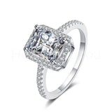 2.1ct Radiant Cut Simulated Diamond Halo Engagement Ring 14k White Gold Plated