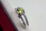 0.55ct Engagement Ring Round Cut Green Peridot Split Shank 14k White Gold Finish