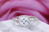 2ct Cushion Cut Diamond Engagement Ring Halo Women Solitaire 14k White Gold Over