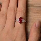 1.4ct Marquise Cut Pink Ruby Fancy Design Engagement Ring 14k White Gold Finish