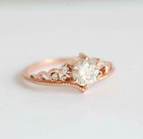 1.5ct Round Cut Diamond Engagement Ring Crown Tiara Bridal Set 14k RoseGold Over