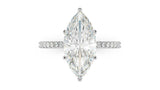 Hidden Halo Engagement Ring 1.5ct Marquise Cut Diamond 14k White Gold Finish