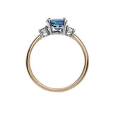 1.7ct Oval Cut Blue Sapphire Engagement Ring Diamond Trilogy 14k White Gold Over