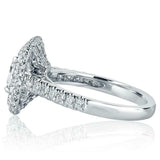 2.5ct Asscher Diamond Engagement Ring Round Accent Dual Halo 14k White Gold Over