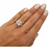 4.5ct Cushion Peach Morganite Engagement Ring 14K White Gold Over Diamond Halo