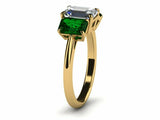 2ct Emerald Cut Diamond Accent 3 Stone Engagement Ring 14k Yellow Gold Finish