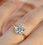 2.2ct Round Cut Moissanite Hidden Halo Engagement Ring 14k Yellow Gold Plated
