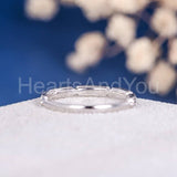 0.3ct Round Cut Simulated Blue Sapphire Half Eternity Band 14k White Gold Plated