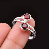 0.45ct Engagement Ring Round Cut Red Garnet Bypass Style 14k White Gold Finish