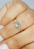 2.5ct Cushion Cut Diamond Pear Accent Trilogy Engagement Ring 14k Rose Gold Over