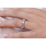 2.75ct Cushion Cut Peach Morganite Wedding Band Anniversary 14k Rose Gold Finish