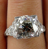 5Ct Round Cut Diamond Milgrain Step Accent Vintage Ring 14K White Gold Finish
