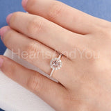 1.5ct Round Cut Simulated Peach Morganite Floral Halo Ring 14k Rose Gold Plated