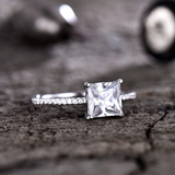 1.2ct Princess Diamond Engagement Ring Solitaire With Accents 14k WhiteGold Over