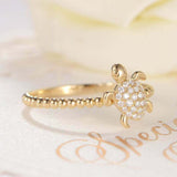 Beaded Sea Turtle Engagement Ring 1.5ct Round Cut Diamond 14k Rose Gold Finish