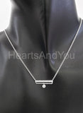 0.5ct Round Cut Moissanite Horizontal Bar Pendant 14k White Gold Plated NO CHAIN