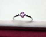 0.2ct Engagement Ring Oval Pink Sapphire Dainty Minimalist 14k White Gold Finish