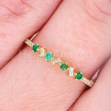 0.5ct Round Cut Simulated Emerald Stackable Wedding Band 14k Yellow Gold Plated