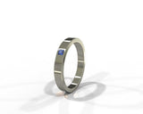 0.2ct Princess Cut Blue Sapphire Plain Solitaire Wedding Band 14k WhiteGold Over