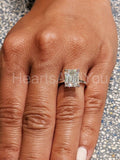 0.35ct Emerald Simulated Diamond Solitaire Engagement Ring 14k White Gold Plated