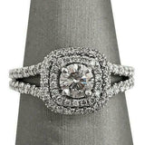 3.5ct Round Cut Diamond Dual Halo Engagement Ring 14K White Gold Over Split Band