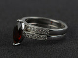 3Ct Marquise Cut Red Garnet Diamond Bridal Set Ring Band 14K White Gold Finish