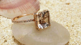 1.4ct Cushion Cut Peach Morganite Engagement Ring 14k Rose Gold Finish Solitaire