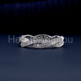 0.5ct Round Cut Moissanite Infinity Twisted Pave Set Band 14k White Gold Plated
