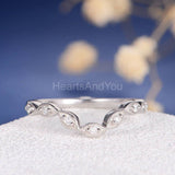 0.45ct Round Cut Moissanite Curved Women Wedding Band 14k White Gold Plated