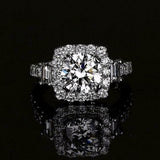 4Ct Round Cut Diamond Halo Iced Exquisite Engagement Ring 14K White Gold Finish