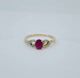 0.5ct Oval Cut Simulated Ruby Infinity Engagement Ring 14k Yellow Gold Plated