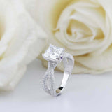 3ct Princess Diamond Split Shank Solitaire with Accents Ring 14k White Gold Over