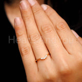 0.03ct Round Cut Moissanite Curved Women Engagement Ring 14K Yellow Gold Plated