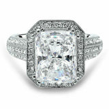 4.5ct Radiant Cut DVVS1 Diamond Halo Vintage Engagement Ring 14K White Gold Over