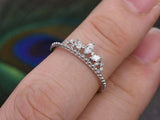 1.2ct Marquise Cut Diamond Engagement Ring Stackable Crown 14k White Gold Finish