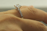 1.3Ct Cushion Cut Diamond Accents Milgrain Engagement Ring 14K White Gold Finish