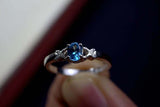 0.4ct Engagement Ring Oval Cut Blue Topaz Solitaire Women 14k White Gold Finish