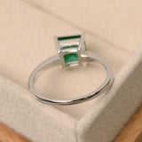 2.3ct Engagement Ring Asscher Cut Green Emerald Solitaire 14k White Gold Finish
