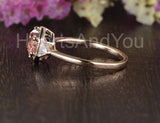 1ct Round Cut Simulated Morganite Solitaire Milgrain Ring 14k Rose Gold Plated