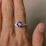 2.5ct Cushion Cut Purple Amethyst Proposal Engagement Ring 18k White Gold Finish