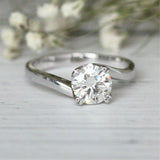 1Ct Round Cut VVS1/D Diamond Swirl Solitaire Engagement Ring 14K White Gold Over