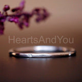 0.05ct Round Cut Moissanite Flush Set Dainty Wedding Band 14K White Gold Plated