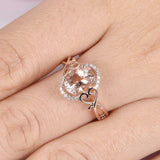 2.3ct Oval Cut Peach Morganite Stylish Halo Filigree Ring 14k Rose Gold Finish