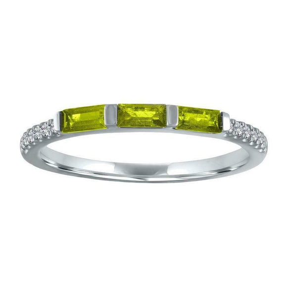 1ct Baguette Cut Green Peridot Wedding Band 14k White Gold Finish Half Eternity