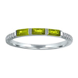 1ct Baguette Cut Green Peridot Wedding Band 14k White Gold Finish Half Eternity