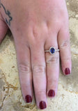 2.2ct Engagement Ring Oval Cut Blue Sapphire Diamond Halo 14k Yellow Gold Finish