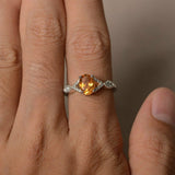 1.3ct Oval Cut Yellow Citrine Engagement Ring 14k WhiteGold Finish Unique Design